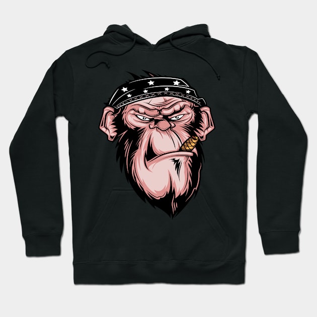 Smoking Gorilla Monkey with Cigar Hoodie by Shirtjaeger
